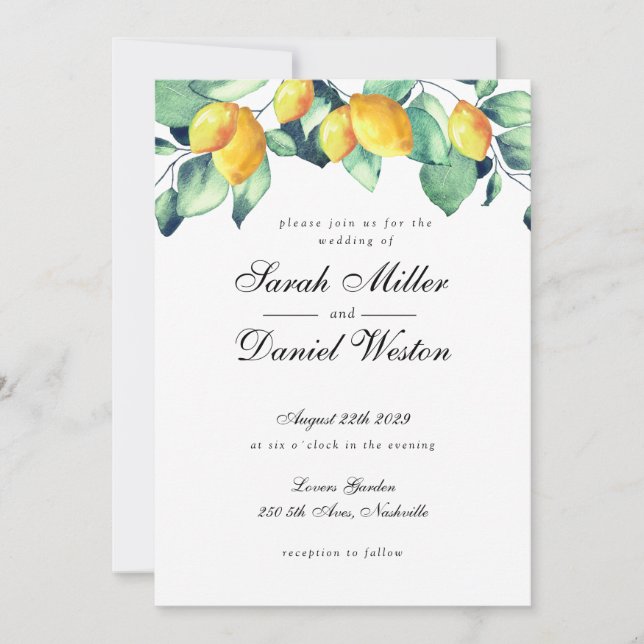 Elegant Toscana Wedding White Green invitation (Front)