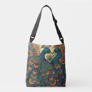 Elegant tote bag peacock birds inspirational quote