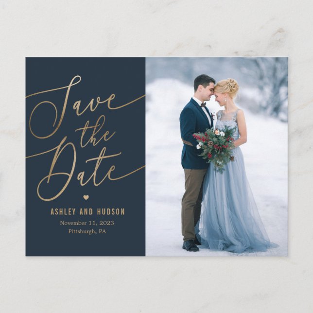 Elegant Touch EDITABLE COLOR Save The Date Postcard (Front)