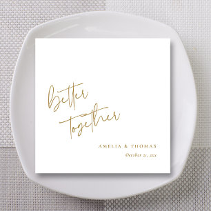 Elegant Touch: Personalized Gold Script Wedding Napkins
