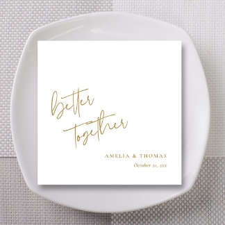 Elegant Touch: Personalized Gold Script Wedding Napkins