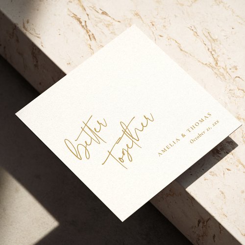 Elegant Touch Personalized Gold Script Wedding Napkins