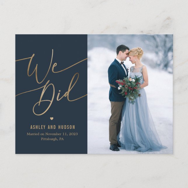 Elegant Touch Wedding Announcement Elopement Postcard (Front)