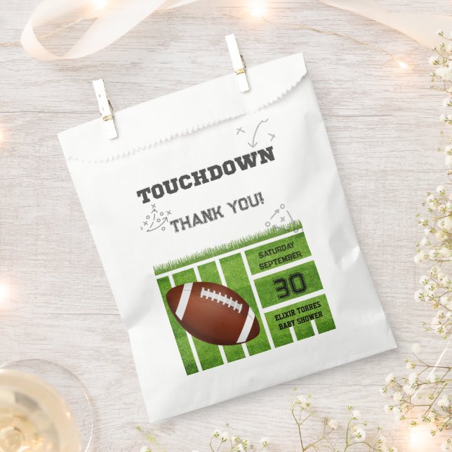 Elegant Touchdown Football Baby Shower Favor Bag (Clipped)