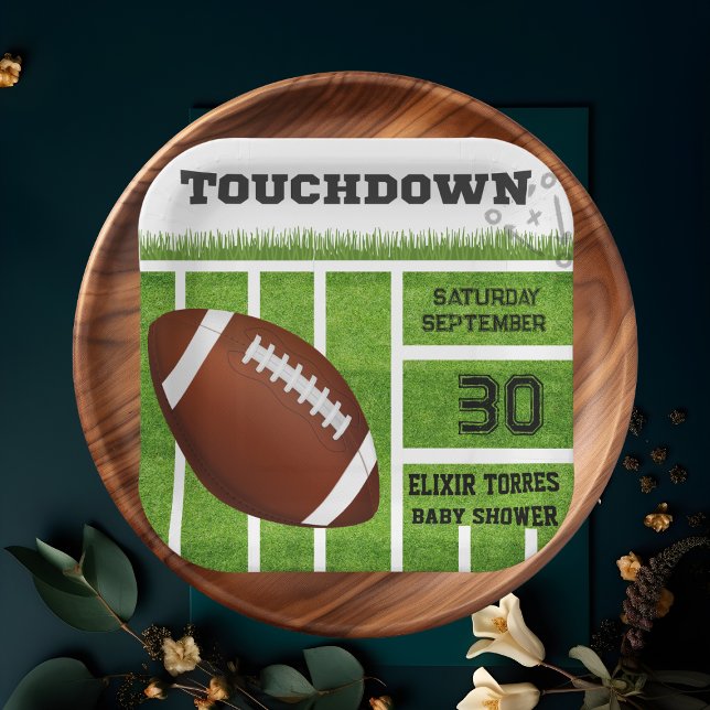 Elegant Touchdown Football Baby Shower Paper Plates (Creator Uploaded)