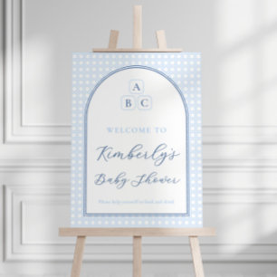 Elegant Toy Blocks Baby Boy Shower Welcome Sign