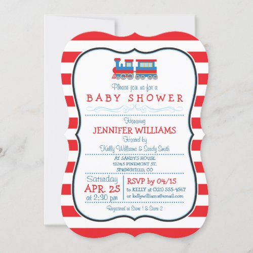 Elegant Toy Train Baby Shower Invitation 5" X 7" Invitation Card