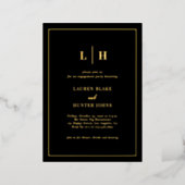 Elegant Traditional Black And Gold Engagement Foil Invitation | Zazzle