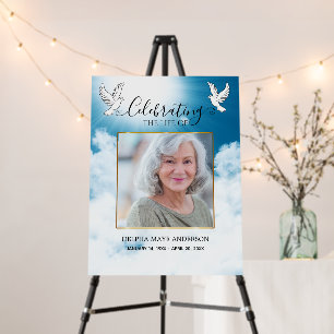Elegant Traditional Blue and White Dove Memorial Foam Board