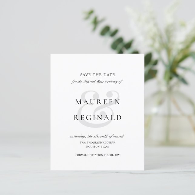 Elegant Traditional Budget Wedding Save the Date (Standing Front)