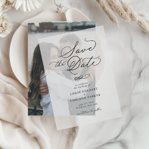 Elegant Traditional Calligraphy Script Wedding Vellum Invitations