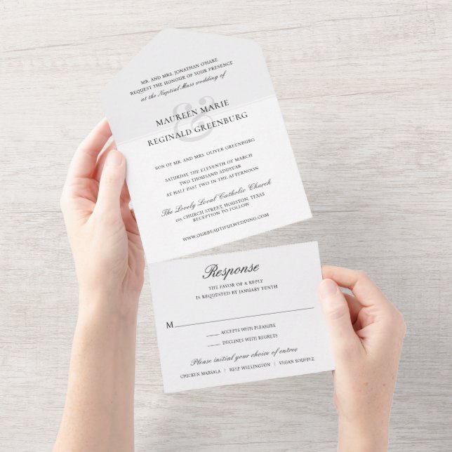 Elegant Traditional Catholic Wedding All In One Invitation (Tearaway)