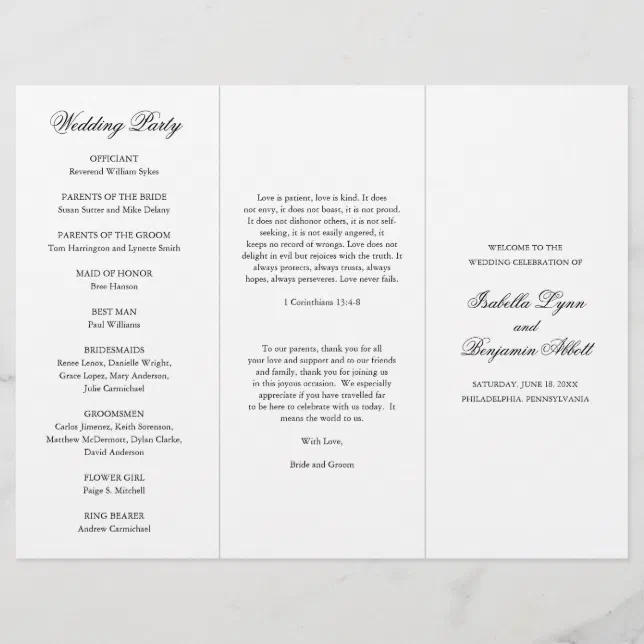 Elegant traditional catholic wedding program zazzle