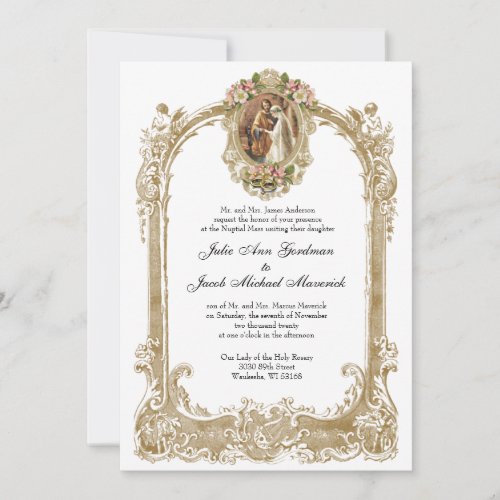 Elegant Traditional Catholic Wedding  Reception Invitation