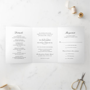 Elegant Traditional Catholic Wedding Tri-Fold Invitation