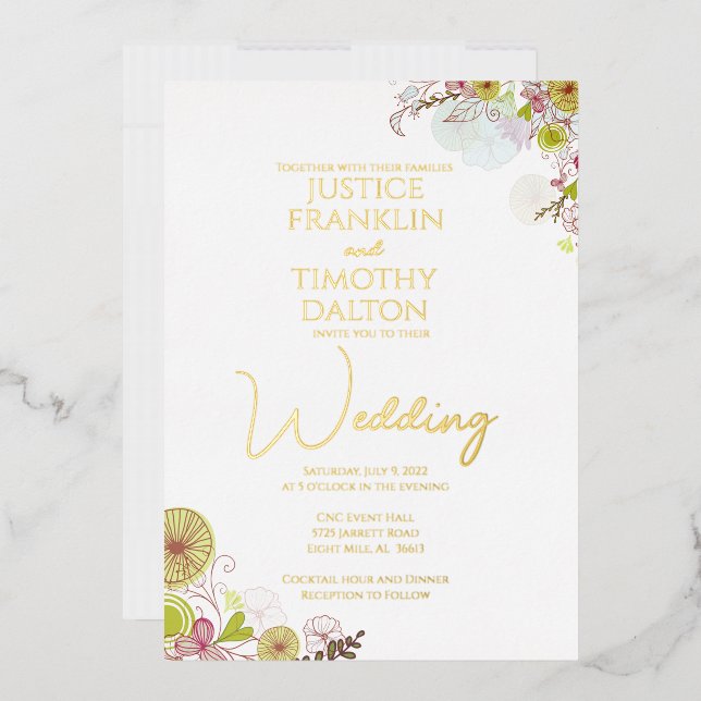 Elegant Traditional floral Wedding Foil Invitation (Envelope)