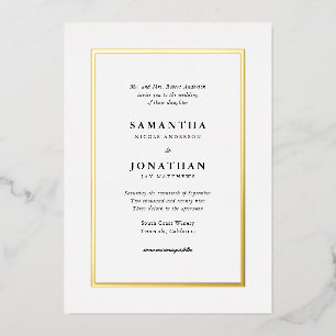 Elegant Traditional Gold Foil Border Wedding Invitation