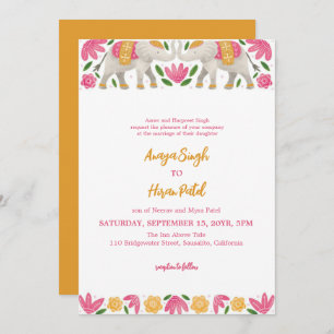 Elegant Traditional Indian Elephants Wedding Invitation
