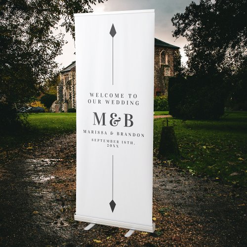 Elegant Traditional Inline White Wedding Welcome Retractable Banner