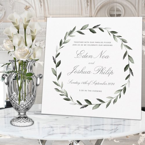 Elegant Traditional Olive Branch Wreath Wedding II Invitation