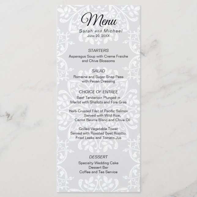 Elegant Traditional Photo Wedding Menu (Front)