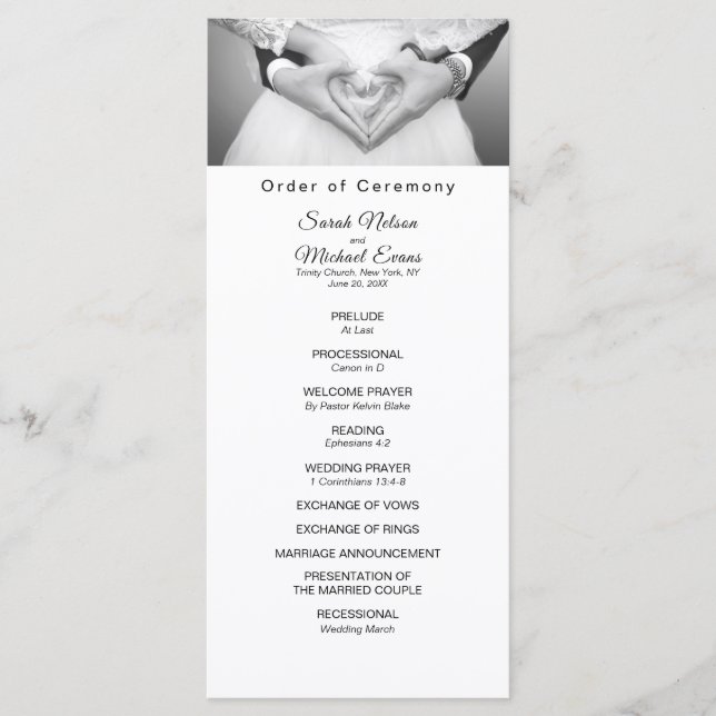 Elegant Traditional Photo Wedding Program (Front)