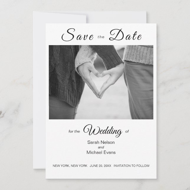Elegant Traditional Photo Wedding Save the Date Invitation (Front)
