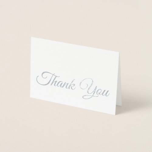 Elegant Traditional Silver Script Thank You Foil Card