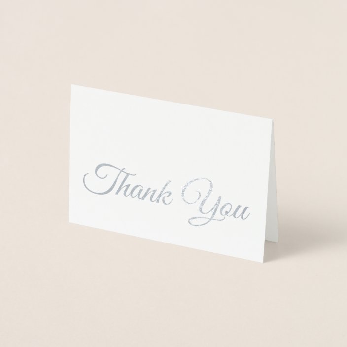 Elegant Traditional Silver Script Thank You Foil Card | Zazzle.com