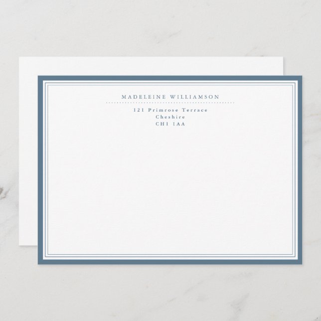Elegant Traditional Triple Border Correspondence Note Card (Front/Back)