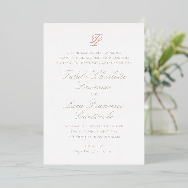 Elegant Traditional Wedding Foil Invitation (Standing Front)
