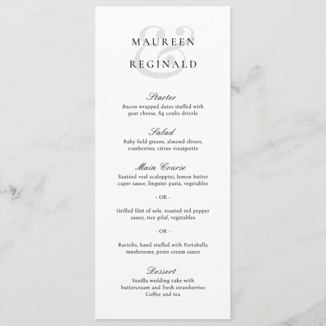 Elegant Traditional Wedding Menu (Front)