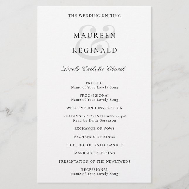 Elegant Traditional Wedding Program Flyer (Front)