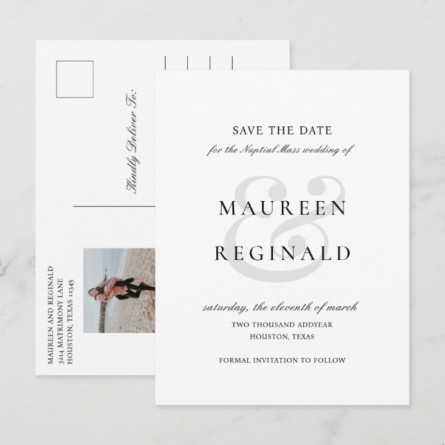 Elegant Traditional Wedding Save the Date Announcement Postcard (Front/Back)