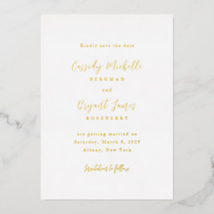 Elegant Traditional Wedding Save the Date Foil Invitation