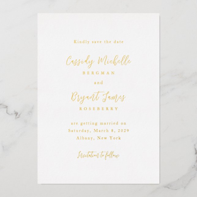 Elegant Traditional Wedding Save the Date Foil Invitation (Front)