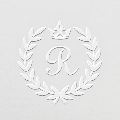 Elegant Traditional Wreath  Crown Monogram Embosser