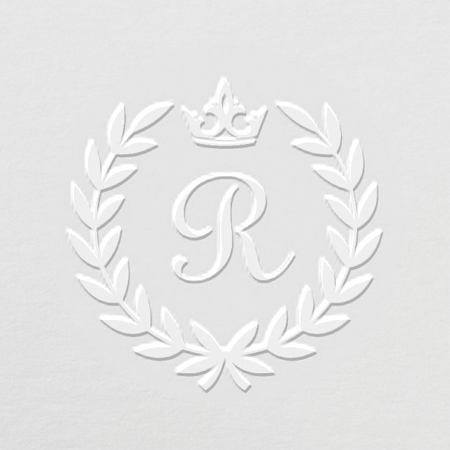 Elegant Traditional Wreath & Crown Monogram Embosser (Design)