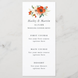 Elegant Traditions Floral Wedding Menu Card