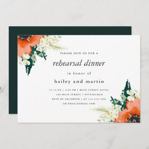 Elegant Traditions Floral Wedding Rehearsal Dinner Invitation