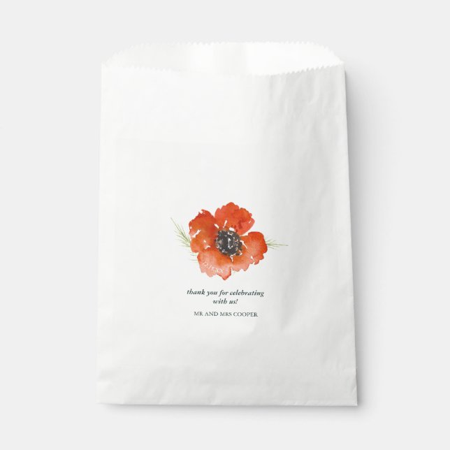 Elegant Traditions Watercolor Floral Wedding Favor Bag (Front)