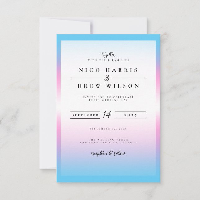 Elegant Trans Pride Wedding  Invitation (Front)