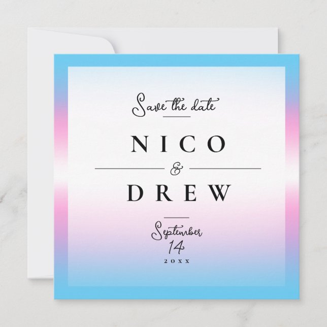 Elegant Trans Pride Wedding  Save The Date (Front)