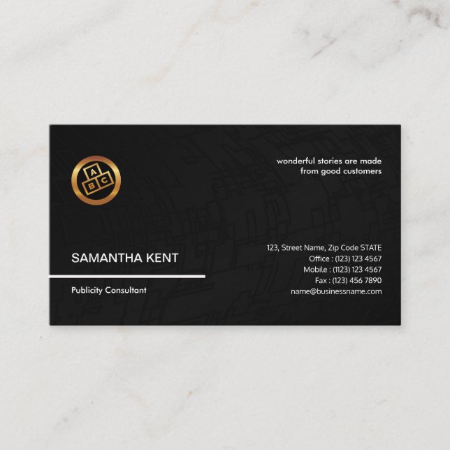 Elegant Translucent Black Line PR Business Card (Front)