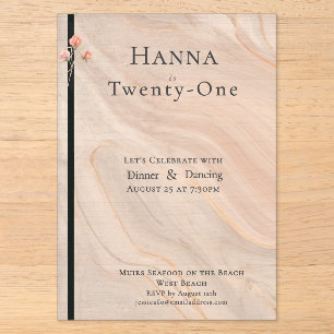 Elegant Transparent Blush Marbled 21st Birthday Acrylic Invitations