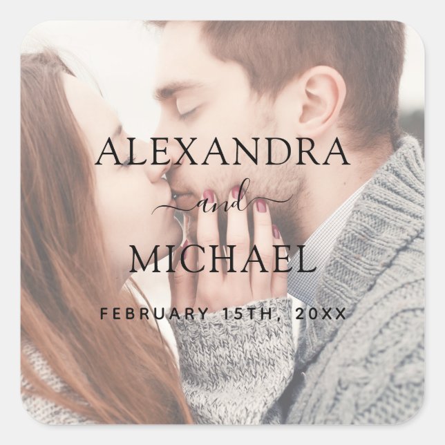 Elegant Transparent Photo Wedding Envelope Seal (Front)