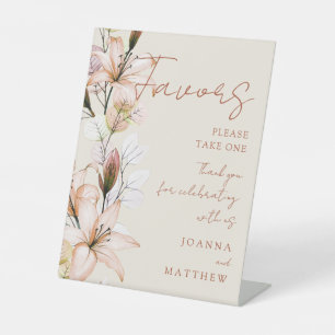 Elegant Transparent Rustic Boho Floral Favors Pedestal Sign