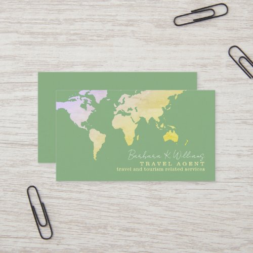 Elegant Travel Agent sage_green Business Card 