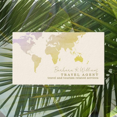 Elegant Travel Agent Signature Cream Paper Business Card