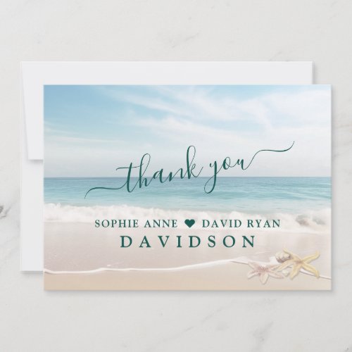 Elegant Travel Seaside Beach Starfish Wedding Thank You Card